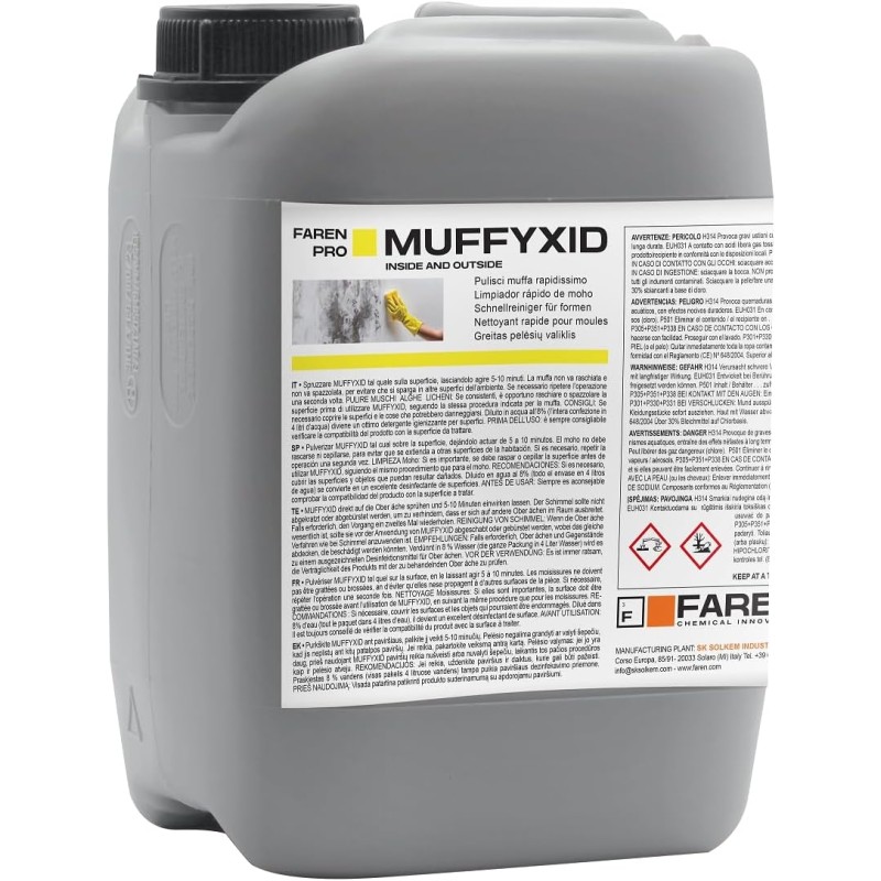 Faren MUFFYXID elimina muffa pulitore muffa ad azione rapida 5Lt Faren MUFFYXID elimina muffa pulitore muffa ad azione rapida 5Lt - immagine 1