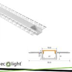 Profilo da incasso gps02, anododizzato + copertura opale 2m